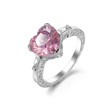 2020 Ny Luksus Kvindelige Sølv Farve Engagement Ring violet Zircon Hjerte Ring til Kvinde Party Bryllup Damer Smykker