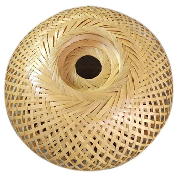 Bambus, Rattan Flet Lampeskærm Hånd-Vævet Dobbelt Lag Bambus Dome Lampeskærm Asian Rustikke Japansk Lampe Design