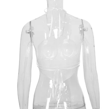 NewAsia Hvid Ryg-Sexet Afgrøde Øverste Rem Veste Wrap Brystet Party Club Bustier Kvinder Bandage T-shirt Lace Up Mode Tees 2020