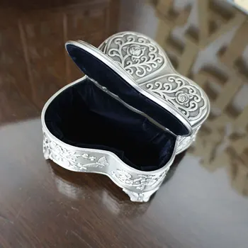 Vintage Silver Metal Smykker Opbevaring Tilfælde, Zink Alloy Butterfly Nipsting Box Vielsesring Indehavere Tabel Ornament bryllupsgave