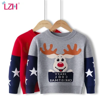 LZH 2021 Vinter Efterår Søde Børn Sweater Tegnefilm Sweatshirt Til Piger at Strikke Tøj Til Drenge New Kids Tøj 3-8 År
