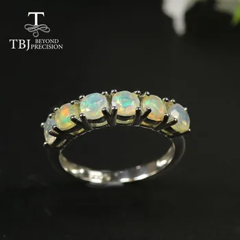 2020 Ny naturlige Opal Ring naturlige Smaragd Ring runde 4mm Ægte ædelsten Ring for womon 925 sterling sølv fine smykker tbj