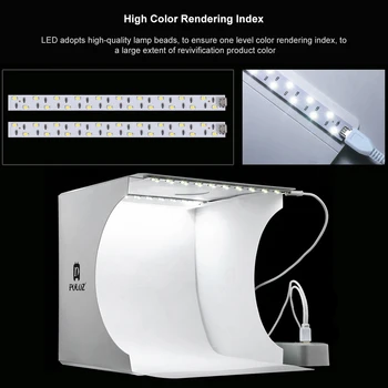 Mini LED Folde Lightbox Bærbare Fotografering Foto Studio Softbox Kamera Bordplade Optagelse Med 6 Baggrunde Puder USB-Kabel
