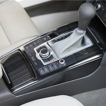 Center Konsol Gear Shift Vand Cup Frame Cover Trim For Audi A6 C6 2005-2011 Kulfiber Stil Rustfrit Stål Tilbehør Til Bilen