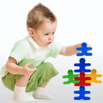 Montessori Legetøj i Træ Pædagogisk Legetøj til Børn Early Learning Materialer Baby Intelligens Balance Skurk Spil 16PCS/Sæt