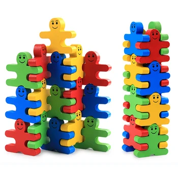 Montessori Legetøj i Træ Pædagogisk Legetøj til Børn Early Learning Materialer Baby Intelligens Balance Skurk Spil 16PCS/Sæt