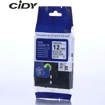 CIDY 2 pack Sort på Hvidt Mærke Tape P-Touch Kompatible Brother TZ 231 TZe231 tze 231 tz231 tze-231 12 mm 8M label maker