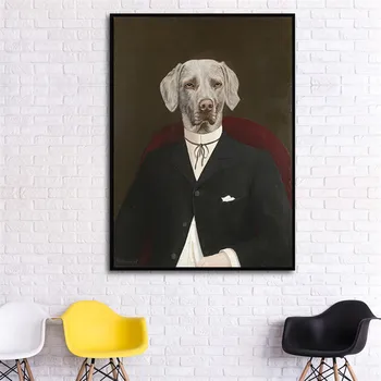 Tegnefilm Klassisk Hund Væg Kunst, Lærred Maleri Genoprette gamle måder, Dyr, Plakater, Print Stue Billeder uden ramme