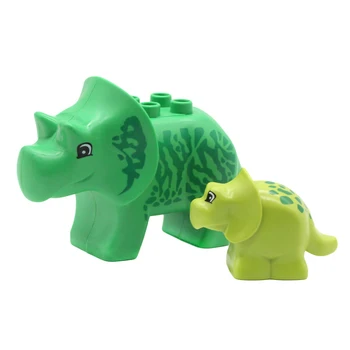 Big Size Dyr Toy 2stk Triceratops Dinosaur Mor og Baby Blokerer for Børn Dyr byggesten Kreativitet Børn Toy Gave