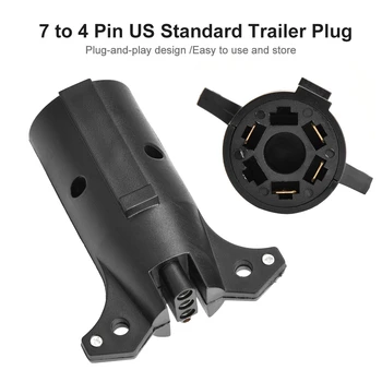 12V 7 til 4 Pin amerikansk Standard Trailer Lys Plug Lastbil Kabel-Stik Adapter Bil Tilbehør, Messing Kontakt Plast Shell