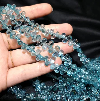 Løse perler Apatit, blå dråbe 5-7mm 16cm for DIY smykker at gøre FPPJ engros perler natur