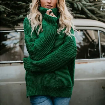 Kvinder Turtleneck Sweater Efterår Og Vinter 2020 Pullover Tykke Trøjer Europæiske Casual Varme Trøjer Kvindelige Oversize Sweater
