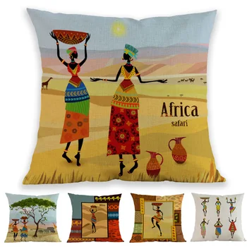 Afrika Liv Brugerdefinerede Afrikansk Kvinde Jar Safari Nationale Kostume Mønster Pudebetræk Hjem Sofa, Stol Dekoration Pudebetræk