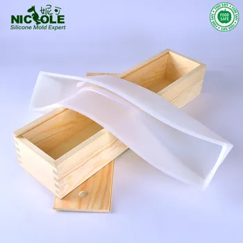 Nicole Silikone fødevaregodkendt Silikone Rektangel Formen med Træ-Box Stor Størrelse Brødet Hvirvel Sæbe Skimmel Værktøj
