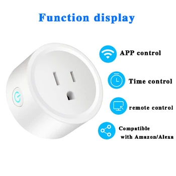 Smart WiFi Plug Adaptor Remote Voice Control Power Monitor Stikkontakten Timing Funktion Fungerer Med Alexa, Google Startside Tuya