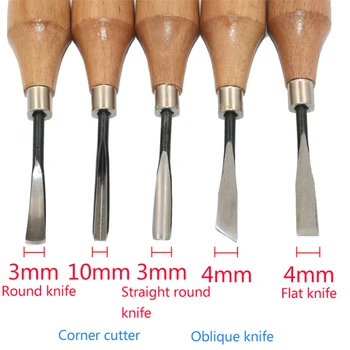 5pcs/masse træsnit kniv butt/hjørne/skæve/runde/Arc machete mejsel Træ udskærings for Træ håndværk Udskriver alvorligere