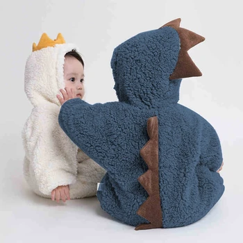 2020 Baby Rompers Nyfødte Foråret Drenge Piger Tøj Bomuld Hooded Sweatshirt Kids 3D Dinosaur Afslappet Sportstøj Spædbarn Tøj