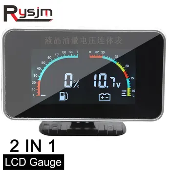 2 I 1 LCD-Bil Digital ALARM Måle Voltmeter Volt brændstofmåler 12v/24v motorcykel brændstof niveau sensor målere brændstof niveau, Universal