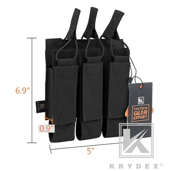KRYDEX For MP5 MP7 KRISS Tredobbelt Blad Pose Taktiske Modulære MOLLE Triple Åben Top SMG Mag Pouch Flyselskabet For Airsoft Jagt