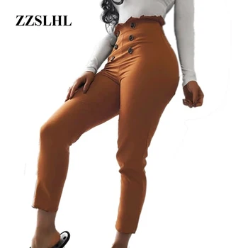 Hot Casual Bukser, ensfarvet Slim Pants Kvinders Mode i Høj Kvalitet, Mode Flæser Knappen Design Leggigns Sommeren Elastiske Bukser