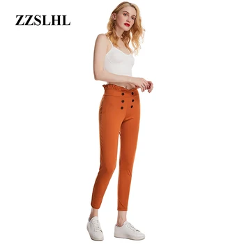 Hot Casual Bukser, ensfarvet Slim Pants Kvinders Mode i Høj Kvalitet, Mode Flæser Knappen Design Leggigns Sommeren Elastiske Bukser