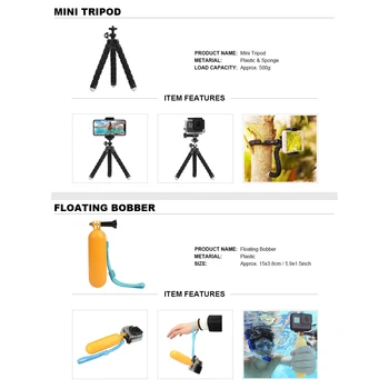 Action Kamera Tilbehør Kit til Gopro Hero 7 6 5 4 3 Session Sæt til Xiaomi Yi 4K Sjcam Sj7 Eken H9r Sport Cam