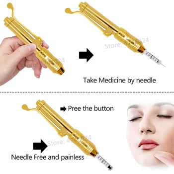 Kanylefri mesotherapy rynke fjernelse 0,3 ml guld hyaluronsyre injektion pen meso 24K hyaluronsyre pen til ansigt ophævelse læbe fyldning