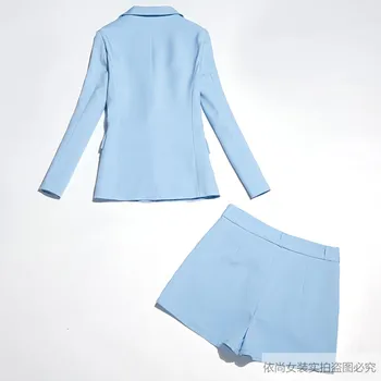Foråret og sommeren 2020 nye damer shorts, der passer kontoret to-piece suit Afslappet slank enkelt blå knap damer blazer Fashion shorts