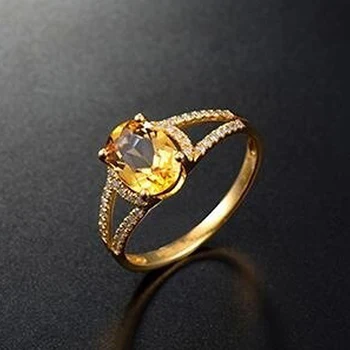 Bali Jelry Klassiske 925 Sølv Ringe, Smykker Oval Citrin Zircon Sten Tilbehør til Kvinder, Bryllup, Engagement Ring