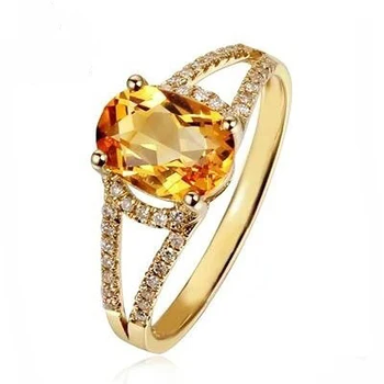 Bali Jelry Klassiske 925 Sølv Ringe, Smykker Oval Citrin Zircon Sten Tilbehør til Kvinder, Bryllup, Engagement Ring
