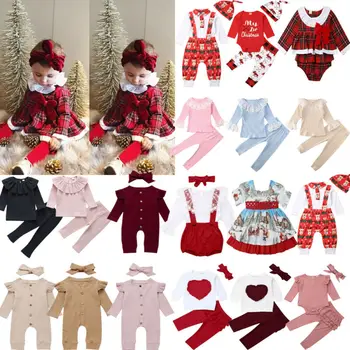 UK Santa Festival Baby Udstyr Kostume til Nyfødte Piger Drenge Jul Kjole Romper