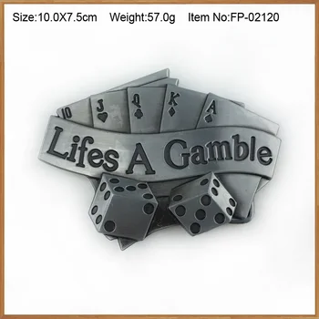 BuckleClub zink legering gamble spillekort jeans gave cowboy bælte spænde FP-02120 med 4cm bredde loop-drop shipping