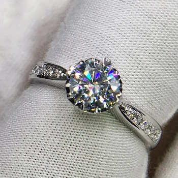 925 sterling sølv 1ct 2ct 3ct Runde Strålende Cut Diamant Ring Moissanite hjerteformet ring Engagement smykker Jubilæum