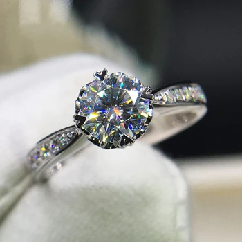 925 sterling sølv 1ct 2ct 3ct Runde Strålende Cut Diamant Ring Moissanite hjerteformet ring Engagement smykker Jubilæum