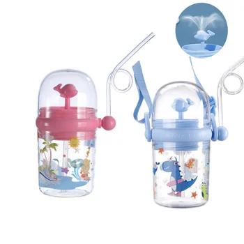 250ML Vand Flaske Spædbarn Cup Børn Hval Spray Vand til Baby Play Lære Fodring, Juice, Mælk Flasker Børn Kopper med Sugerør
