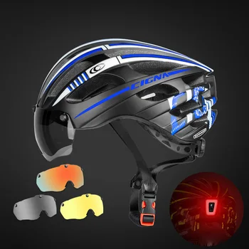 Specialiserede Magnetiske Cykling Cykel Hjelm-Hjelm, Visir Mænd Kvinder Ultralet Nærsynethed MTB Hjelm Med 3 Beskyttelsesbriller Aftagelig Linse