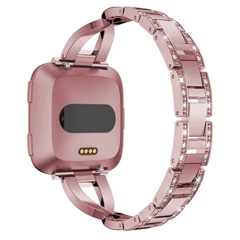 X style Metal ur Band For Fitbit Versa Versa lite 2 Rem Håndled krystal Armbånd Mandlige Dame Størrelse Smartwatch Bælte Tilbehør