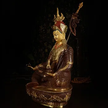 TOP GODT HJEM, KONTOR Talisman Hus Beskyttelse # Tibetansk Buddhisme Padmasambhava Forgyldning bronze statue 33 CM