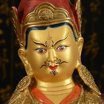 TOP GODT HJEM, KONTOR Talisman Hus Beskyttelse # Tibetansk Buddhisme Padmasambhava Forgyldning bronze statue 33 CM