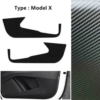 2stk Sort Carbon Fiber Bil Anti-Kick Pads Helt Nye Auto Døren Protector Dække Trim Klistermærker Tilbehør Til Tesla Model X