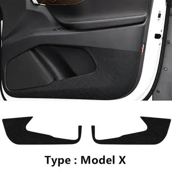2stk Sort Carbon Fiber Bil Anti-Kick Pads Helt Nye Auto Døren Protector Dække Trim Klistermærker Tilbehør Til Tesla Model X