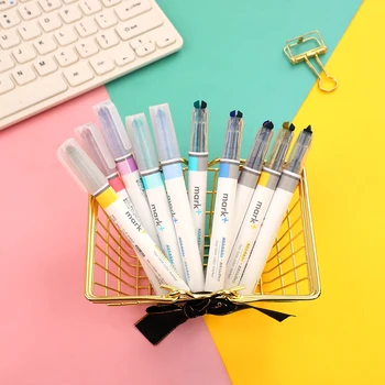 5pcs/set To-farve Fluorescens Pen Effektiv Mærkning Kreative Søde Highlighter Kawaii Markør Pen Skole Leverer Kontorartikler