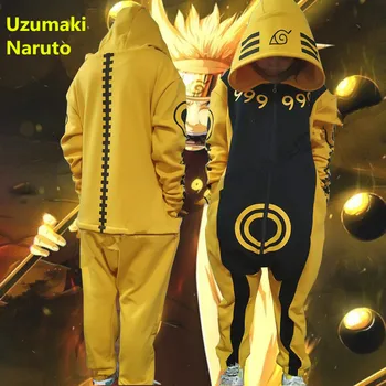 Limited Edition NARUTO Uzumaki Naruto Kamp Kurama kyuubi Cosplay Kostumer Pyjamas Mænd Kvinde, Teenagere, Børn, Varm Tykkere Jumpsuits