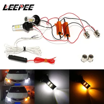 LEEPEE 2Pcs/Set, 2 I 1 LED Bil DRL kørelys Auto Turn-Signal Lys 1156 42 Lysdioder DC 12V Car-styling