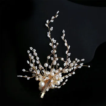 1stk koreanske Mode Bruden håndlavet Smukke Perle Enkle Smykker, hårspænder Hoved slid brude hår tilbehør