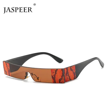 JASPEER Steampunk Rektangel Uindfattede Solbriller til Mænd Luksus Brand Designer Ét Stykke Slange Mønster Framless Sol Briller Kvinder