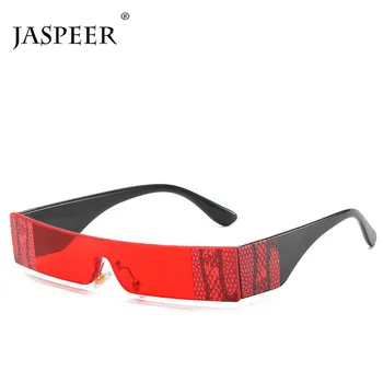 JASPEER Steampunk Rektangel Uindfattede Solbriller til Mænd Luksus Brand Designer Ét Stykke Slange Mønster Framless Sol Briller Kvinder