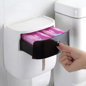 Toiletpapirholder Vandtæt Vægmonteret Toilet Papir I En Skuffe Rulle Papir Rør Storage Box Skuffe Tissue Box Hylde Badeværelse Produkt