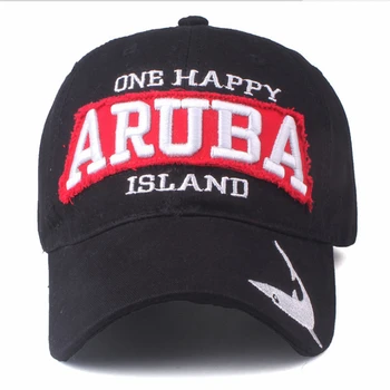 Ny Mode ARUBA haj Broderi Baseball Cap Mænd Kvinder en happy island brev sport Casual Bomuld solen far hat hat hætte