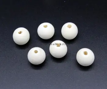 300pcs Træ Perle, Rund 16mm, Hvid træ (bleget) Naturlige Træ Perler, runde ufærdige spacer perler rene
